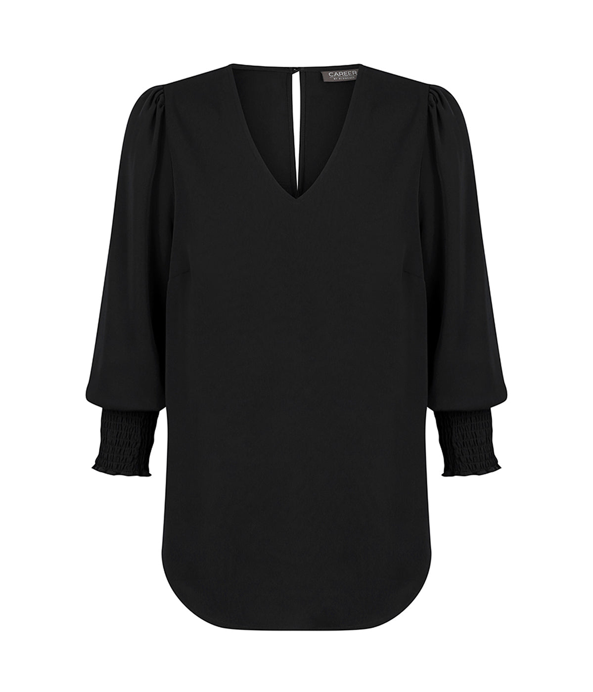 Kildare-CLEO V NECK SHIRRED CUFF TOP-1803WZ