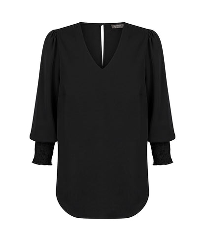 Kildare-CLEO V NECK SHIRRED CUFF TOP-1803WZ