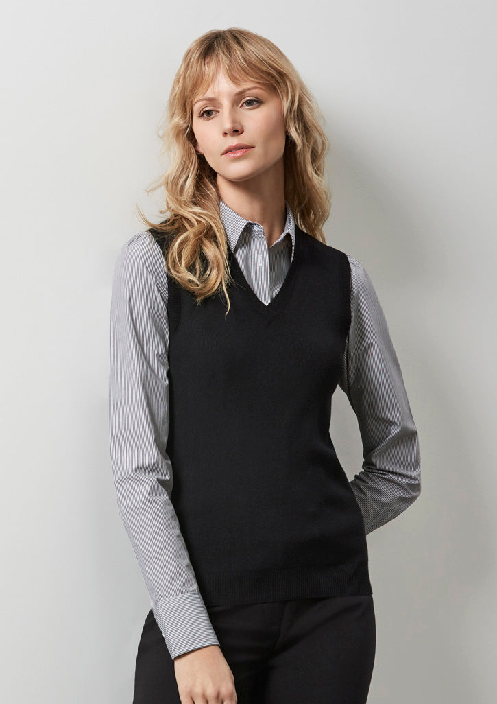 Kildare-Womens V-Neck Knit Vest-LV3504